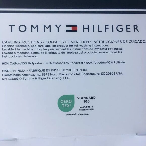 2 new Tommy Hilfiger American 90% Cotton BATH Towels = WHITE with BLACK STRIPES - Picture 5 of 7